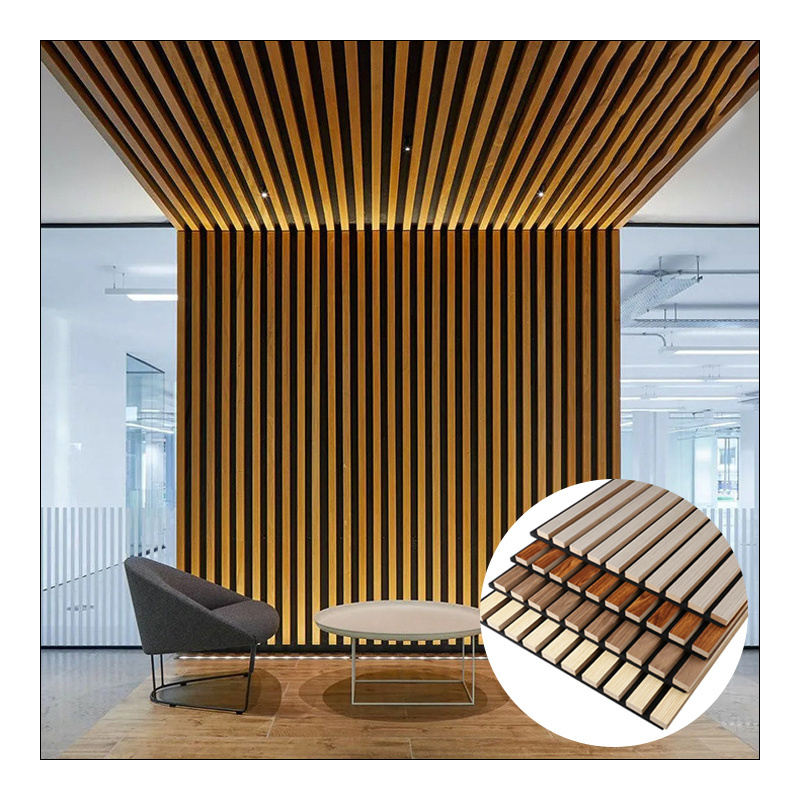 Akupanel Light Oak MDF Veneer Wooden Slats Acoustic Wall Panel / Ceiling Panel