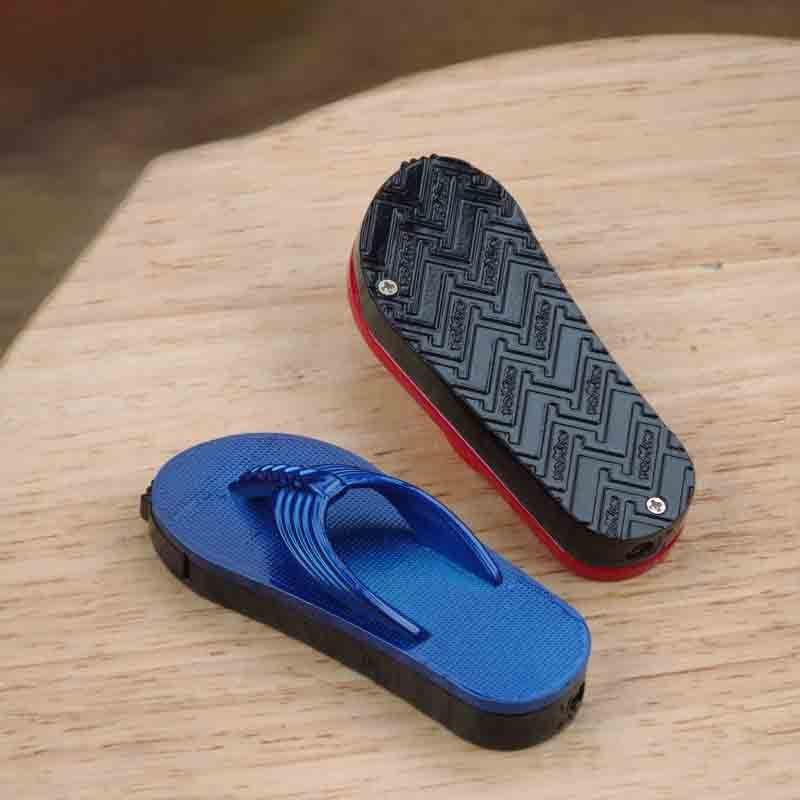 New arrivals creative design gas lighter slippers display box butane refillable wholesale funny toy portable cigarette lighters