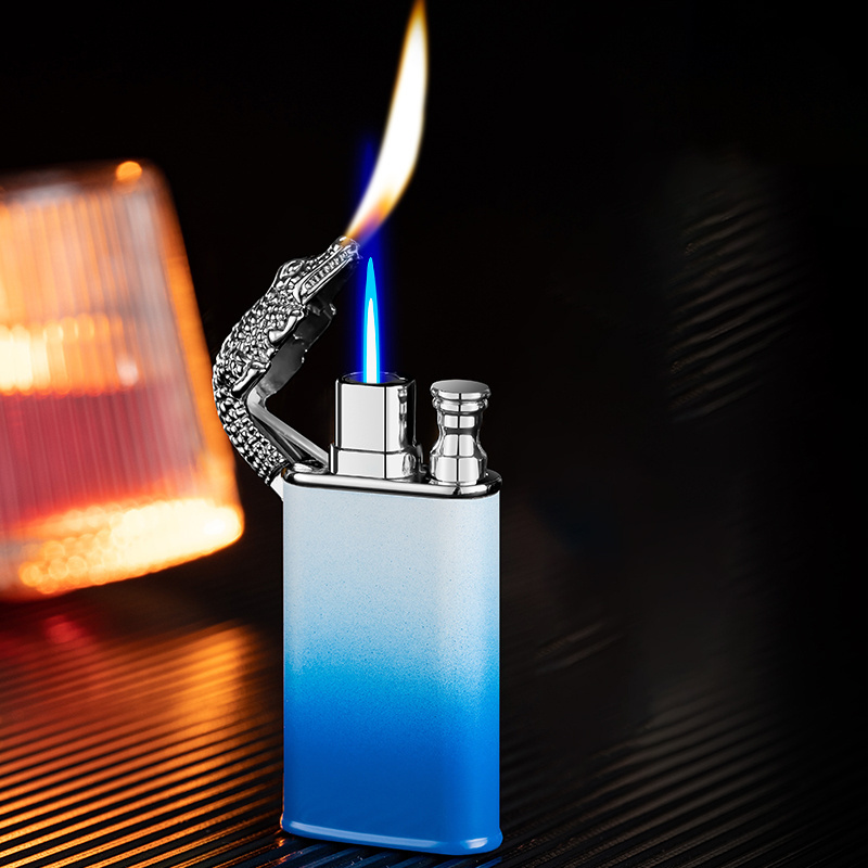 New Arrival Hot Selling Crocodile Lighter Gradient Ramp Mixed Color Flame Switchable Jet Torch Cigar Cigarette Lighters