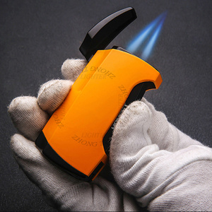 Honest Brand Classic double flame jet lighter for cigar Metal refillable torch Butane lighter for gift