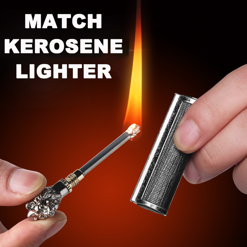 New Metal Waterproof Permanent Flint Fire Starter keychain Torch Kerosene Oil Gasoline Outdoor Survival Tool  Match Lighter