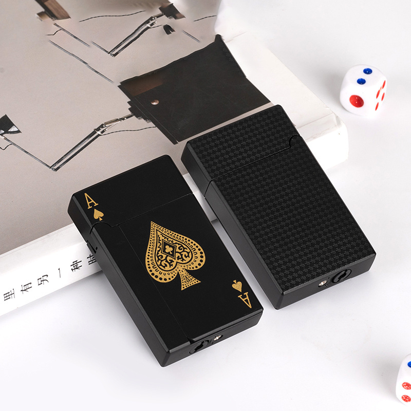 New Arrivals Creative Poker Design Single Jet Flame Playing Card Lighter Wholesale Windproof Cigarette Cigar Torch Lighters