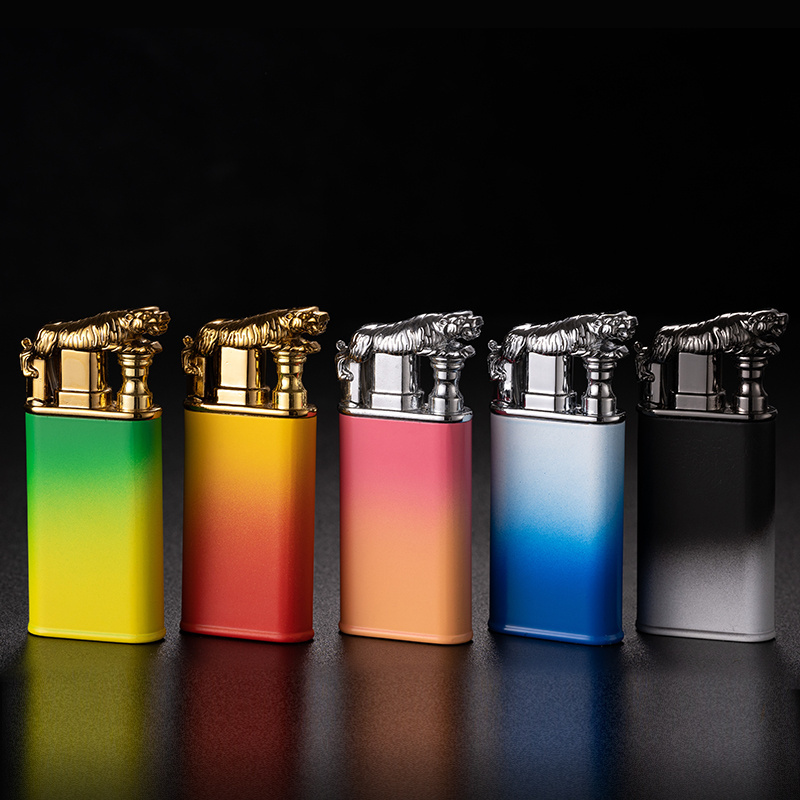 New Arrival Hot Selling Tiger Lighter Gradient Ramp Mixed Color Flame Switchable Jet Torch Cigar Cigarette Lighters