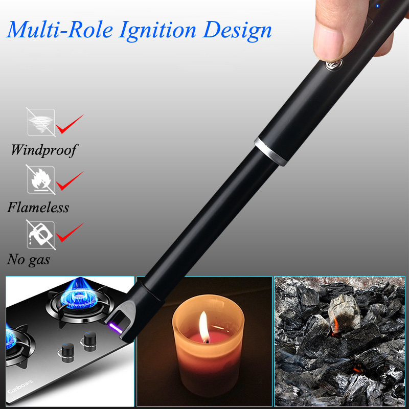 Custom logo electric ARC lighters kitchen candle windproof long stick USB charging wholesale Electronic cigarette lighter