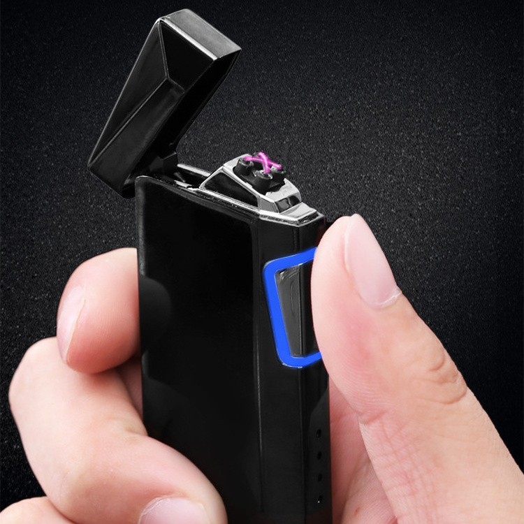 Jobon Brand Double ARC Electric Lighters CUSTOM LOGO sensory switch battery indicator USB charging portable cigarette lighter