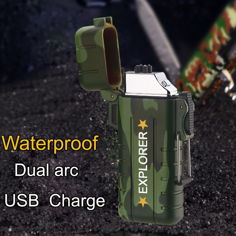 2019 Wholesale windproof camping lighter for cigarette usb rechargeable arc lighter waterproof