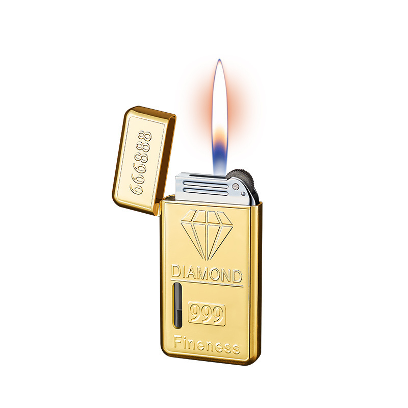 ZD1013 Portable Windproof Lighters barbecue visible gas tank Gold Bar Smoking Accessories Cigarette cigar torch lighter