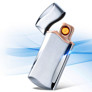 Wholesale coil lighter fingerprint touch induction USB charging electronic rechargeable portable cigarette lighters