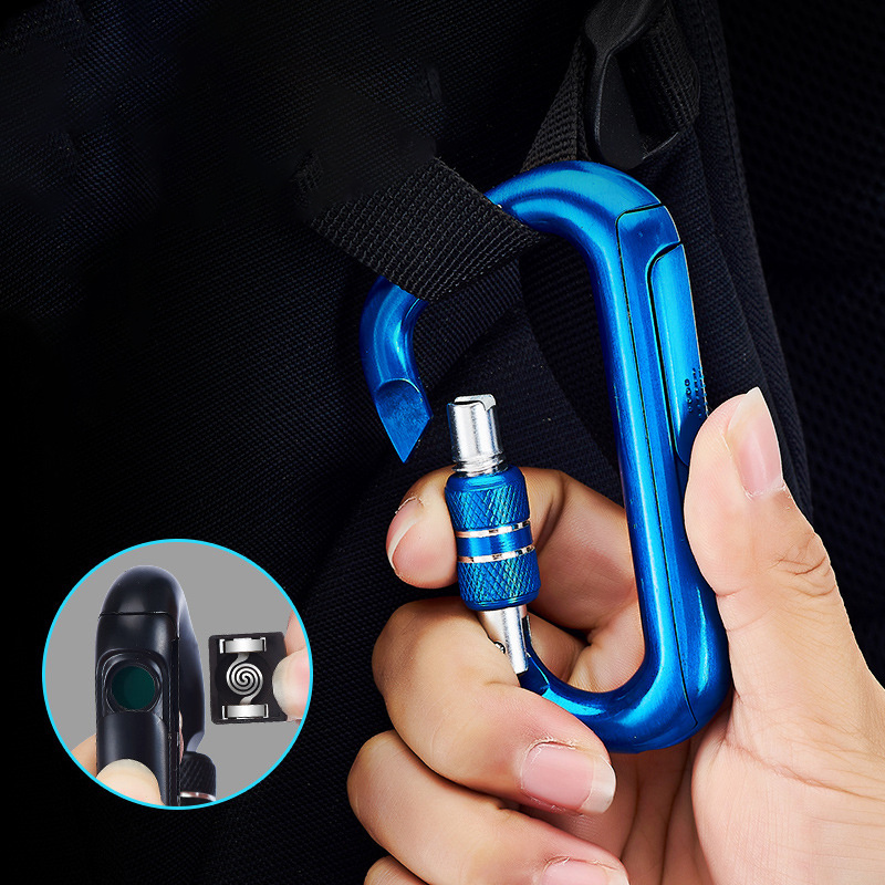 Wholesale USB COIL lighter CUSTOM LOGO windproof USB charging outdoor camp carabiner portable multi-function electronic lighters