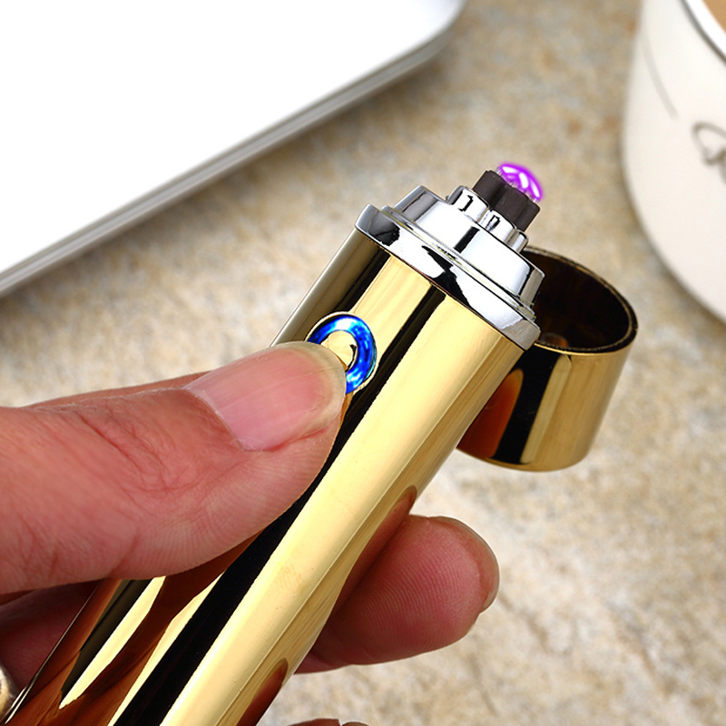 2018 Round shape metal dual arc lighter for cigarette fashion usb plasma lighter