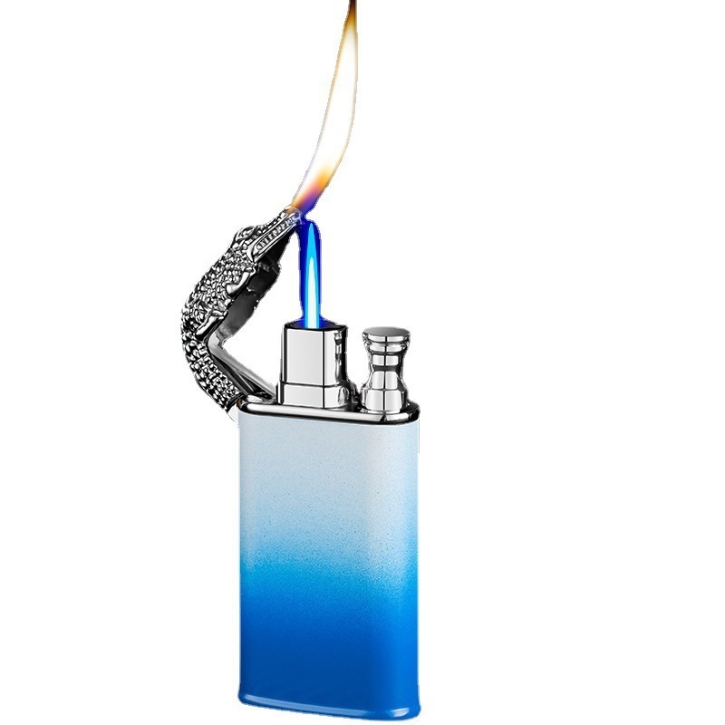 New Arrival Hot Selling Crocodile Lighter Gradient Ramp Mixed Color Flame Switchable Jet Torch Cigar Cigarette Lighters