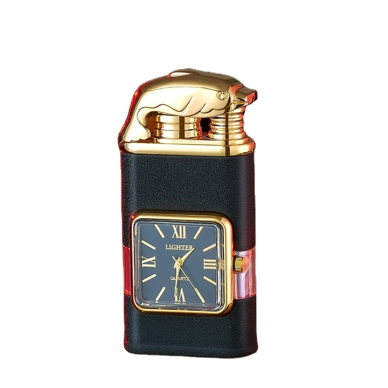 HF618 New Fashion Multi-function Smoking Accessories Clock Lighter Dolphin Switchable Flame Cigarette Cigar Torch Lighters