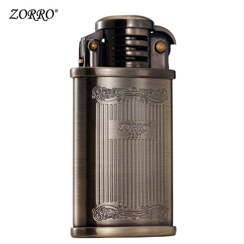 Wholesale ZORRO BRAND kerosene lighter brass oil refillable classic flint ignition tiger cigarette cigar lighters