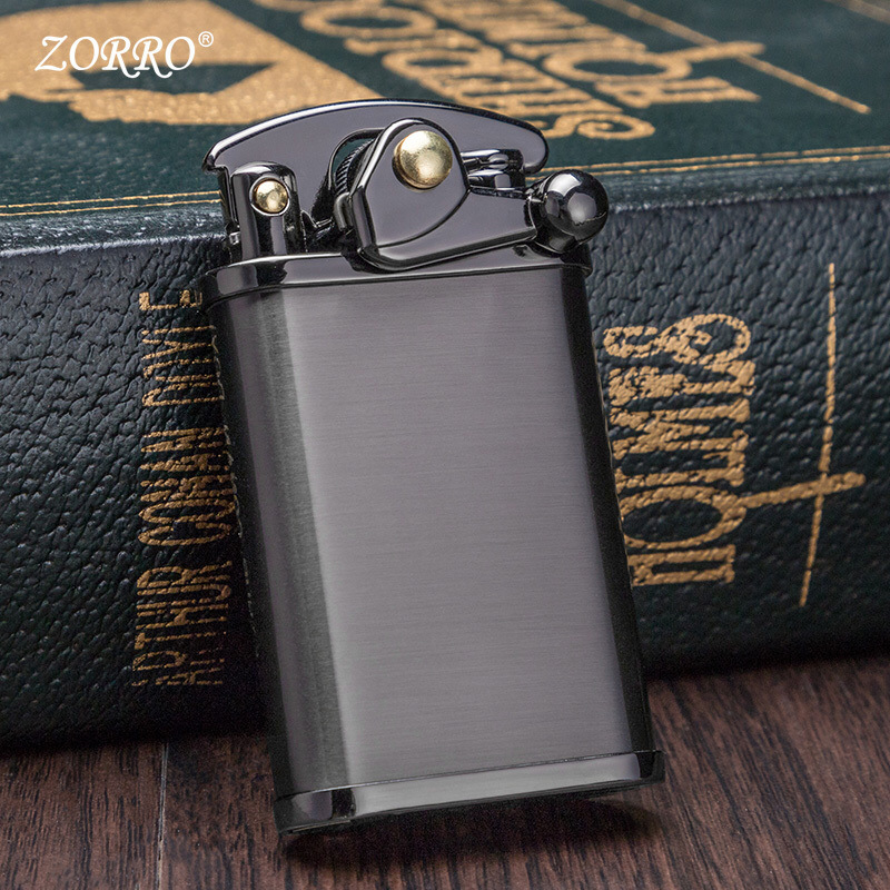 ZORRO Brand automatic ignition flint stone grinding wheel lighters CUSTOM LOGO OEM&ODM classic retro metal kerosene lighter