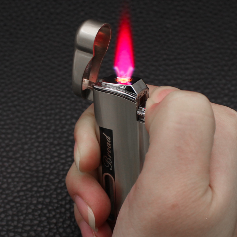 BD282 Slim Portable Windproof Single Red Flame Lighters Visible Gas Tank Smoking Accessories Metal Cigarette Cigar Torch Lighter