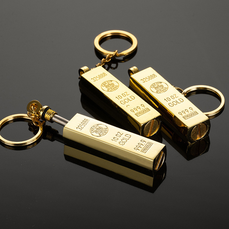 Gold Permanent Match Lighter Luxury Key Chain Smoking Accessories Old Fashion Refillable Portable Metal Cigar Cigarette Lighters