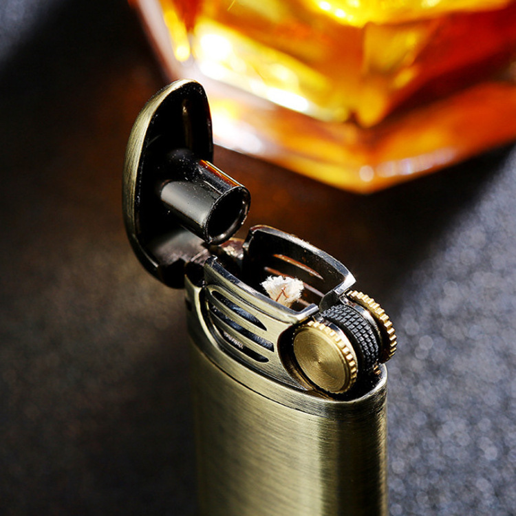 ZORRO BRAND Cooper cigarette oil lighters automatic ignition retro flint stone grinding wheel metal kerosene lighter