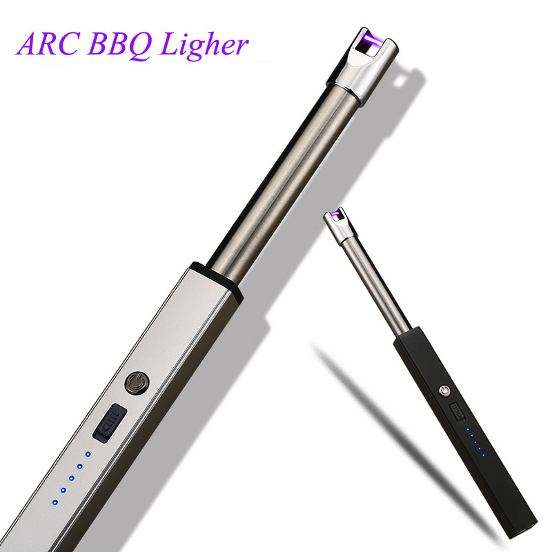 Custom Logo cheap Long neck flameless metal candle lighter usb rechargeable windproof electronic BBQ lighter