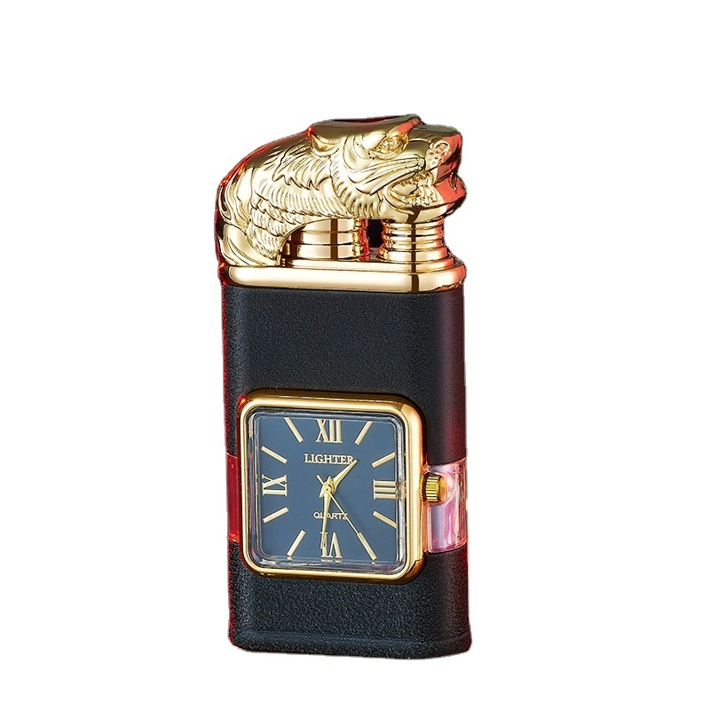 HF618 New Fashion Multi-function Smoking Accessories Clock Lighter Tiger Switchable Flame Cigarette Cigar Torch Lighters