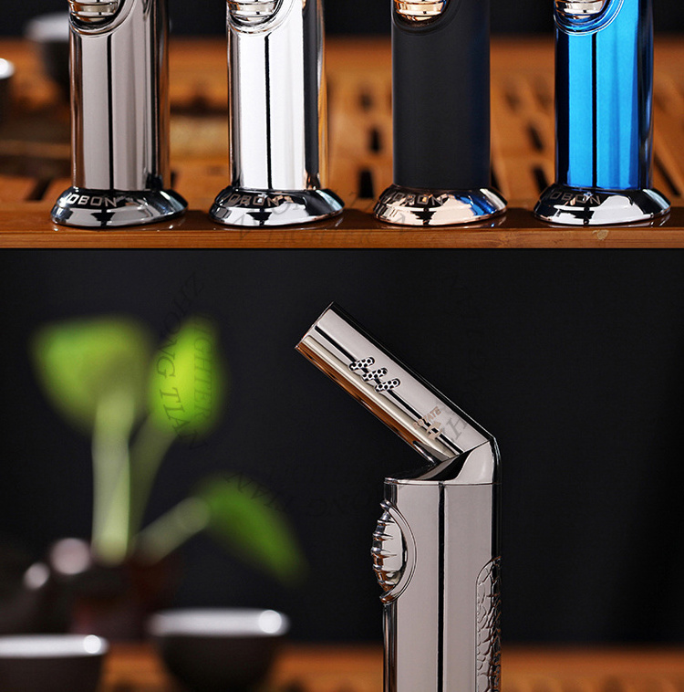 Wholesale jobon brand metal gas torch lighter for cigar single Blue flame lighter torch jet