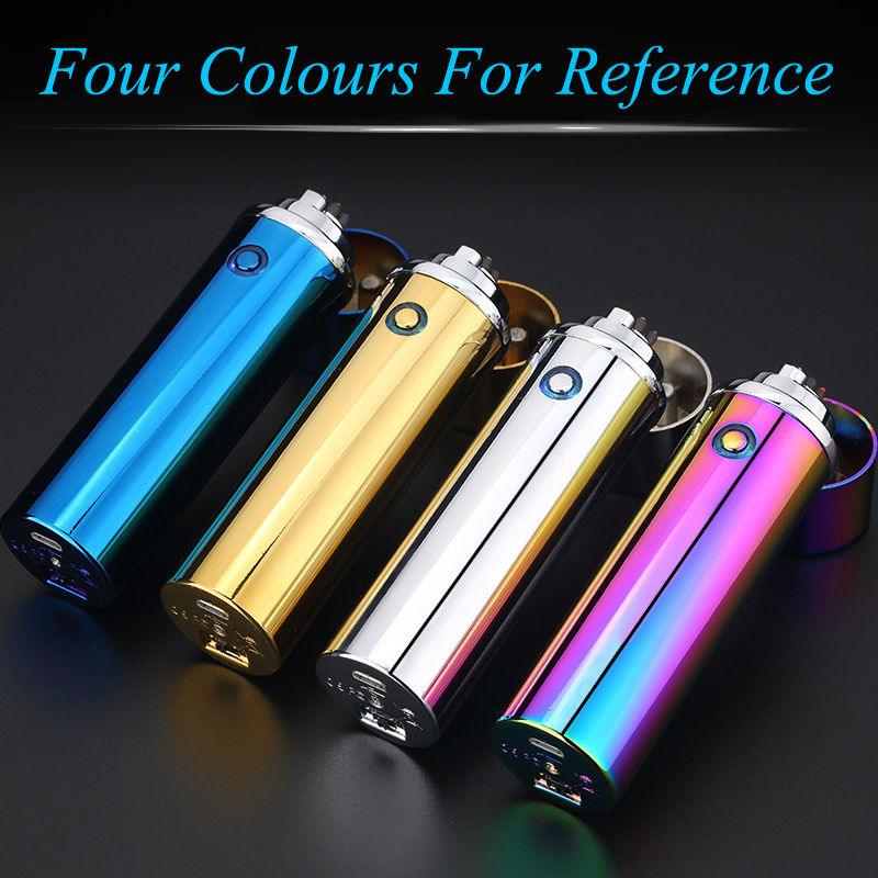 Round Rechargeable usb lighter cigar windproof Electronic Triple Arc Plasma lighter cigar