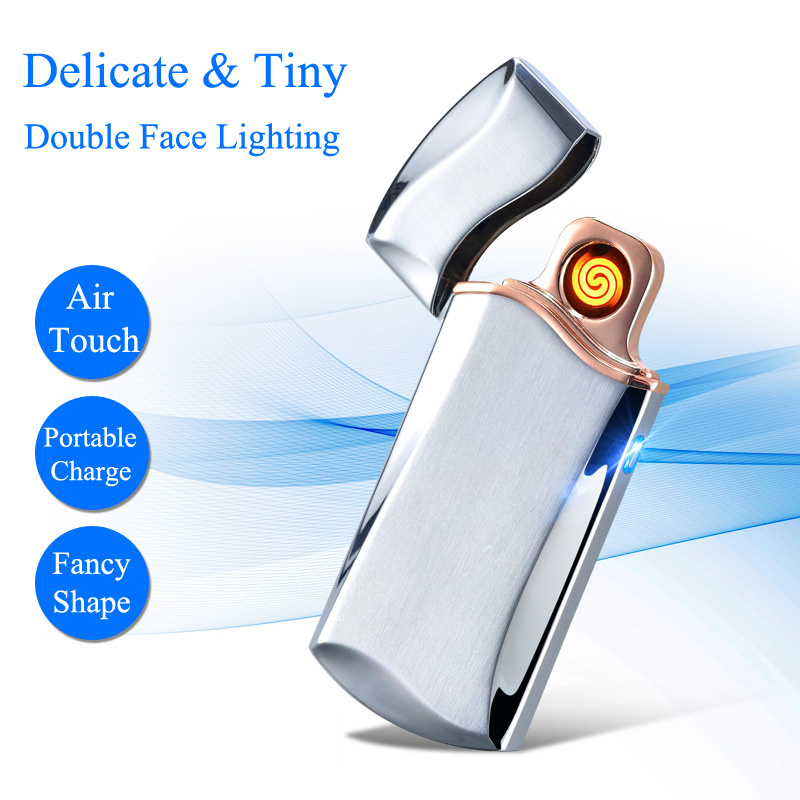 Wholesale coil lighter fingerprint touch induction USB charging electronic rechargeable portable cigarette lighters