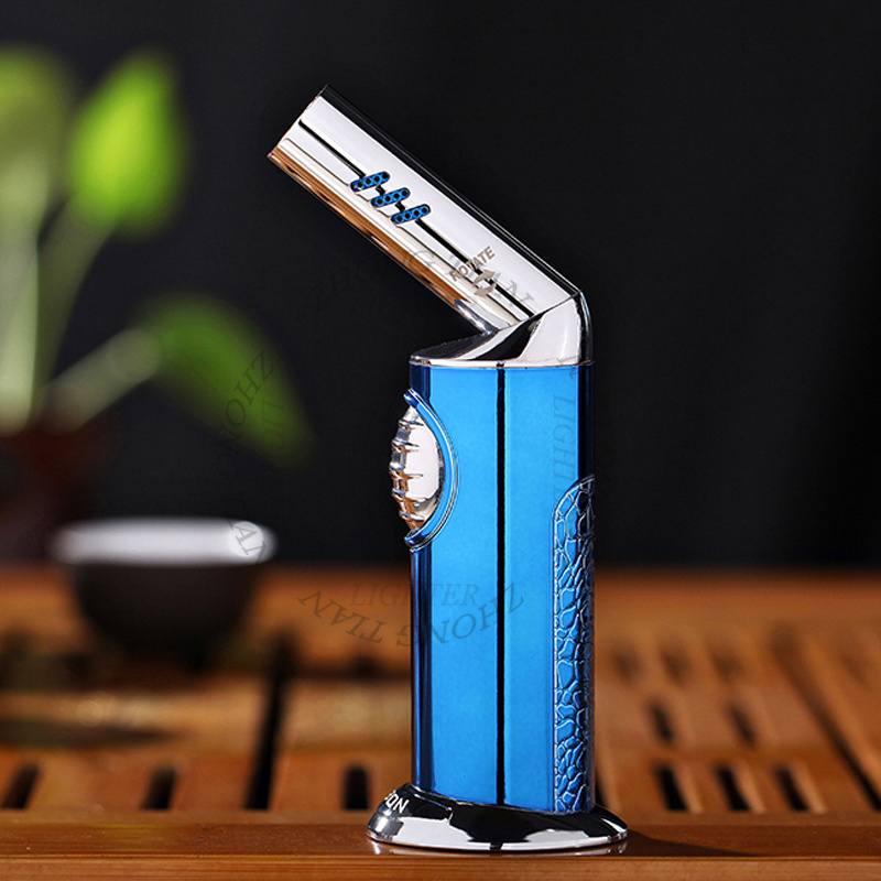 Wholesale jobon brand metal gas torch lighter for cigar single Blue flame lighter torch jet