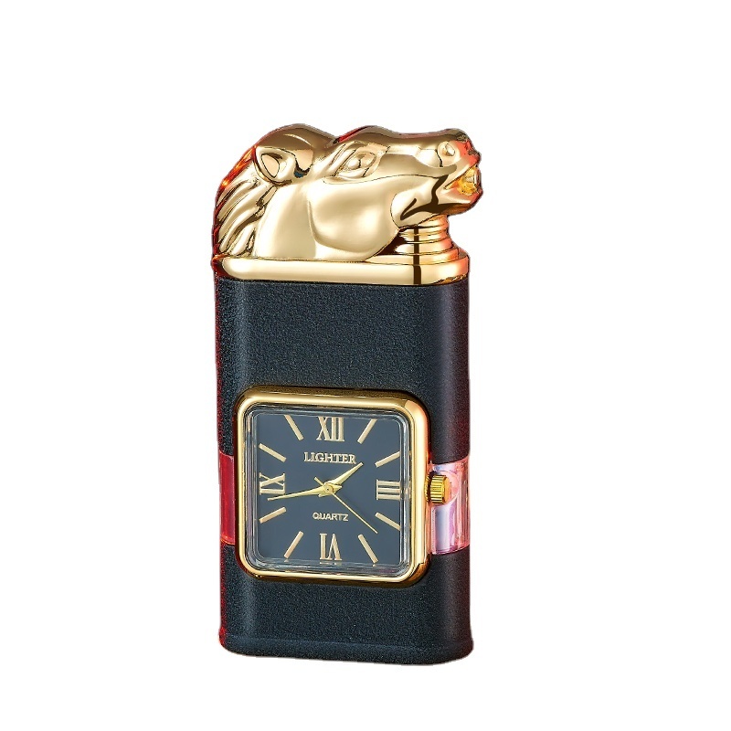 HF618 New Fashion Multi-function Smoking Accessories Clock Lighter Horse Switchable Flame Cigarette Cigar Torch Lighters