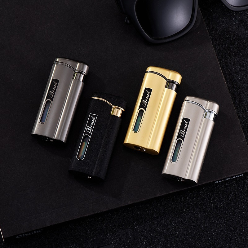 BD282 Slim Portable Windproof Single Red Flame Lighters Visible Gas Tank Smoking Accessories Metal Cigarette Cigar Torch Lighter