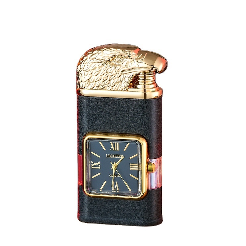 HF618 New Fashion Multi-function Smoking Accessories Clock Lighter Eagle Switchable Flame Cigarette Cigar Torch Lighters