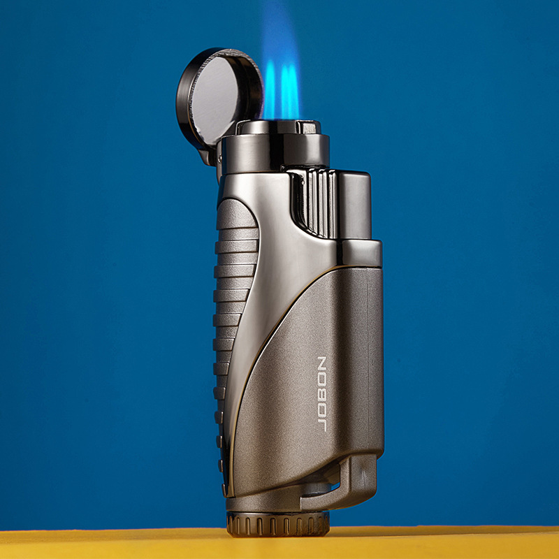 Wholesale Jobon Brand Metal hand held  jet Lighter for cigar  blue flame pocket torch lighter