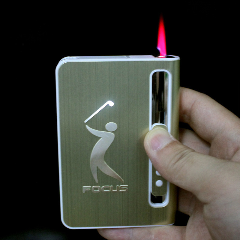 Wholesale Focus Brand Jet Lighter smoking tool box cigar accessories red flame 20 pcs portable travel cigarette case