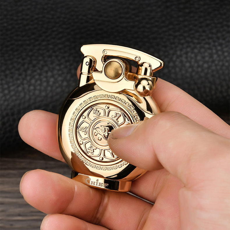 CHIEF Brand Kerosene Lighter Buddhism motto fashion engraved classic turntable automatic ignition retro cigarette lighters