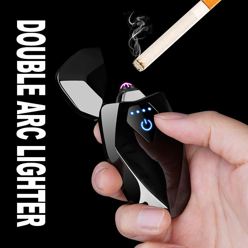 Wholesale Electric Double ARC Cigarette Lighter USB charging battery indicator windproof portable plasma cigar lighters