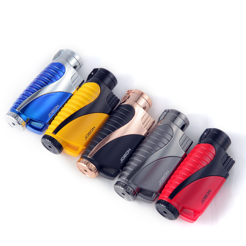 Wholesale Jobon Brand Metal hand held  jet Lighter for cigar  blue flame pocket torch lighter