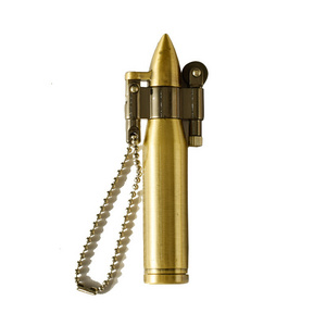 Wholesale metal Cigarette lighter oil refillable golden classic reusable Bullet Kerosene portable RETRO cigar lighters