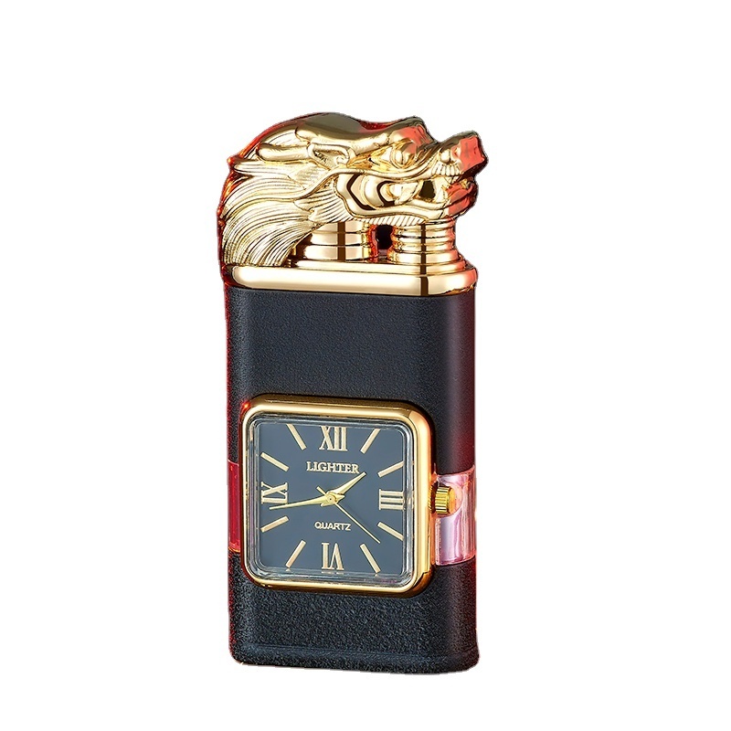 HF618 New Fashion Multi-function Smoking Accessories Clock Lighter Dragon Switchable Flame Cigarette Cigar Torch Lighters