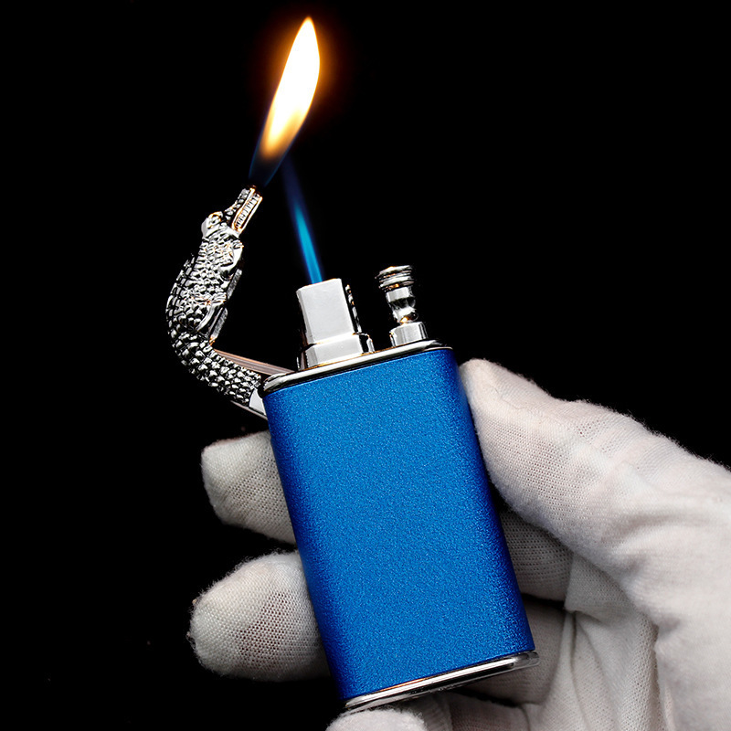 Hot Selling Unique Party Supplies Night-glowing Jet Lighter Crocodile Shape Switchable Flame Windproof Cigarette Cigar Lighters