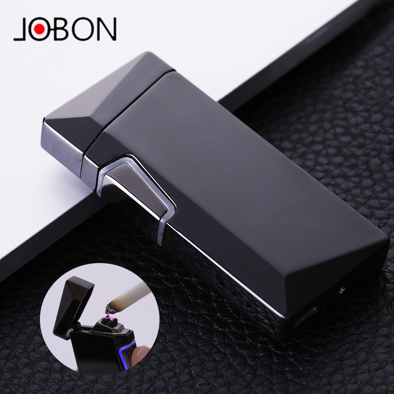 Jobon Brand Double ARC Electric Lighters CUSTOM LOGO sensory switch battery indicator USB charging portable cigarette lighter