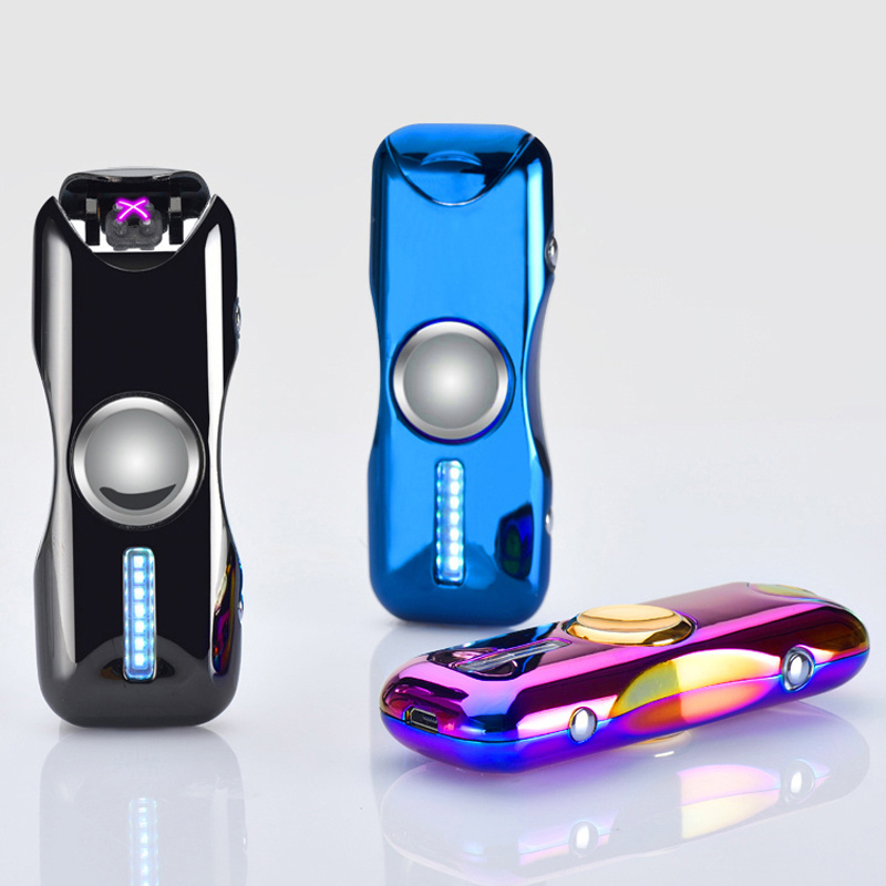 2018 Fashion double arc electric plasma lighter with Led lighting finger spinner lighter