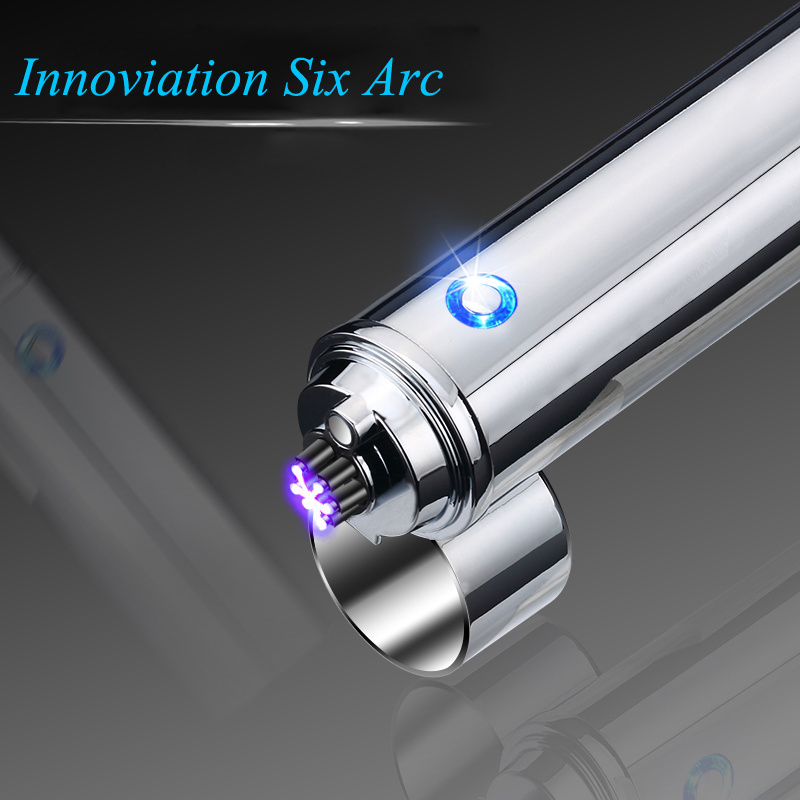 Round Rechargeable usb lighter cigar windproof Electronic Triple Arc Plasma lighter cigar