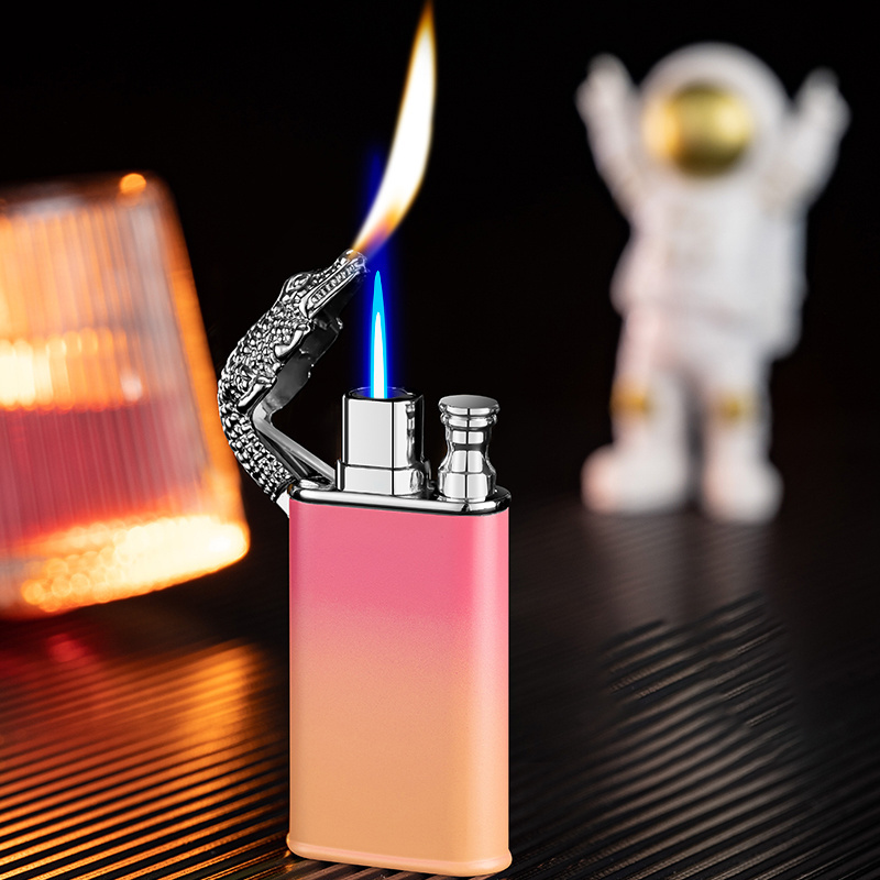 New Arrival Hot Selling Crocodile Lighter Gradient Ramp Mixed Color Flame Switchable Jet Torch Cigar Cigarette Lighters