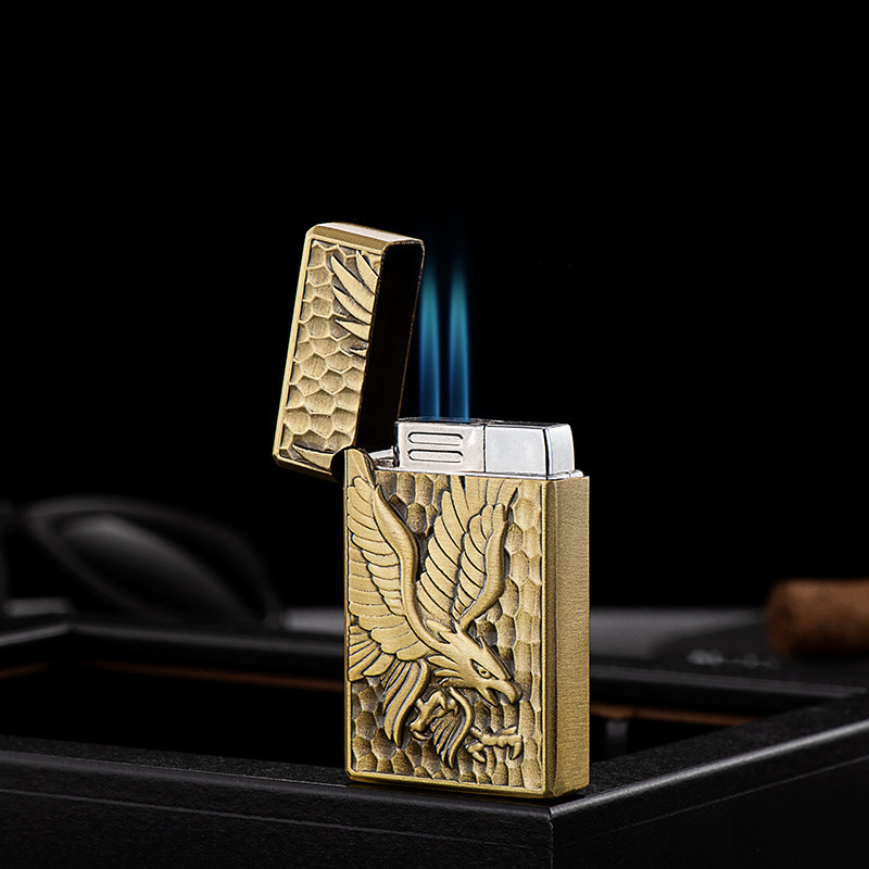 FJ74 Portable Double Jet Flame Gas Lighters Eagle Horse Smoking Accessories Metal Cigarette cigar torch lighter