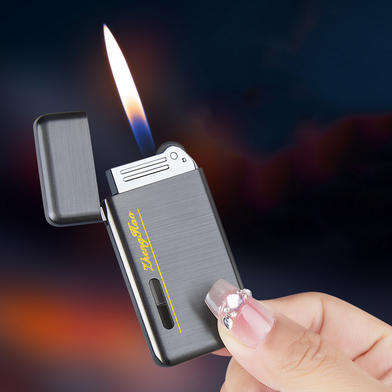 ZD1013 Portable Windproof Lighters barbecue visible gas tank Gold Bar Smoking Accessories Cigarette cigar torch lighter