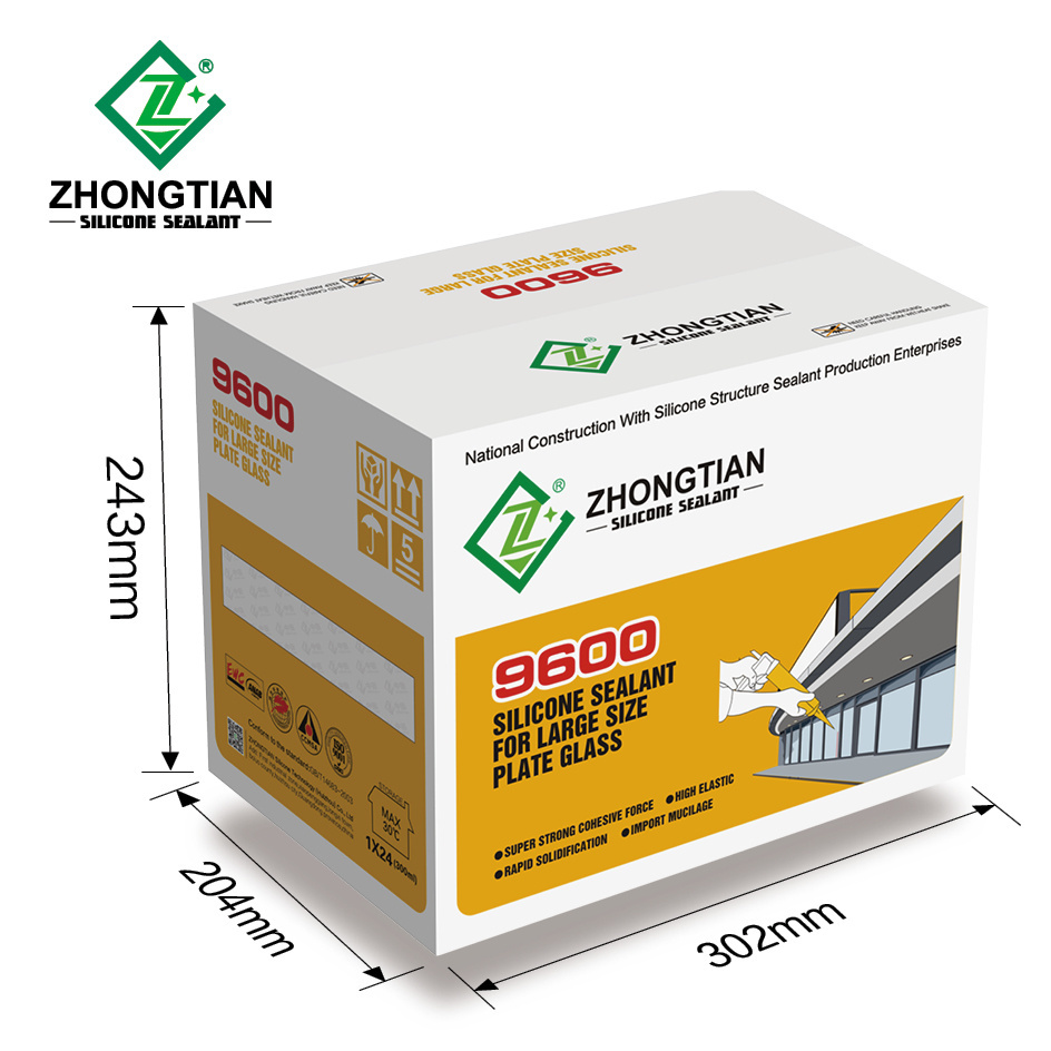 ZHONGTIAN acetic GP glass glue sealant 3m silicone adhesives & sealants for large glass plate