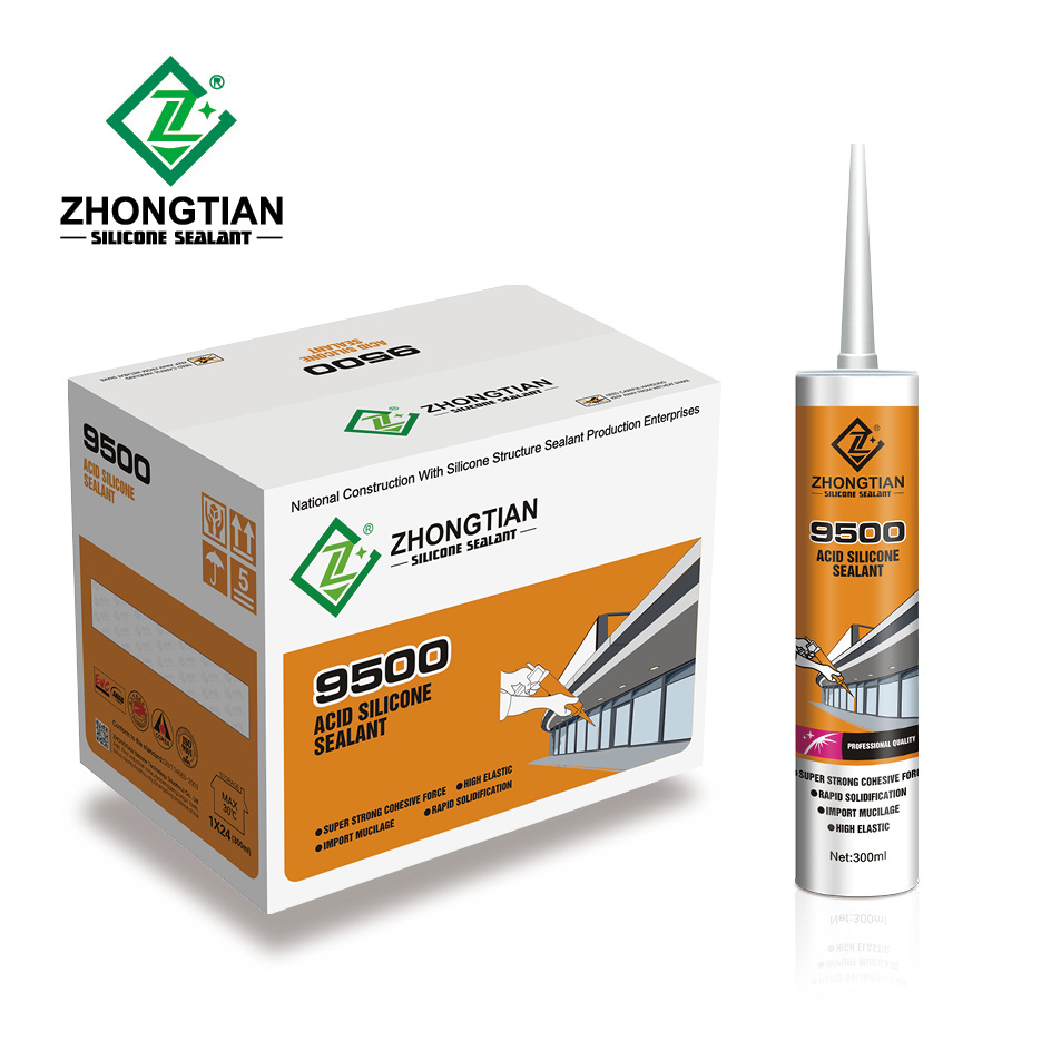 ZHONGTIAN Roof Sealant Material Glass Glue 100% Silicone Silicone Tube Transparent Super Soft Silicone Hot Sale Waterproof White