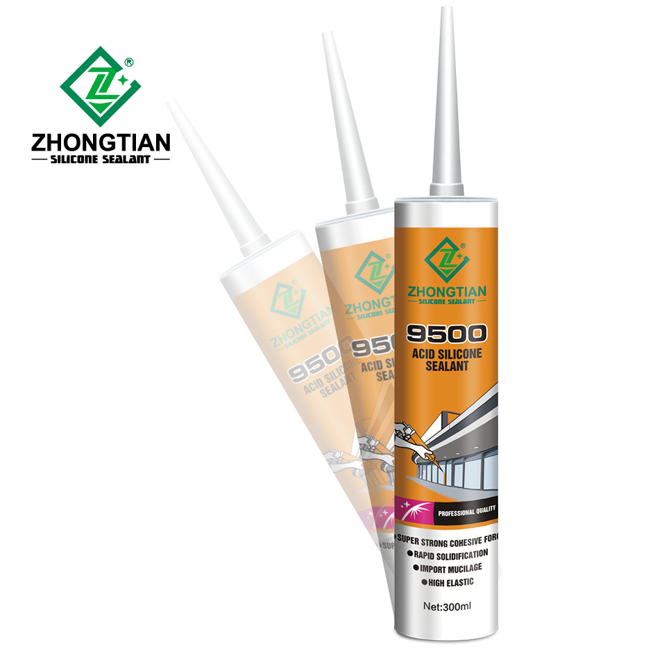 ZHONGTIAN Roof Sealant Material Glass Glue 100% Silicone Silicone Tube Transparent Super Soft Silicone Hot Sale Waterproof White