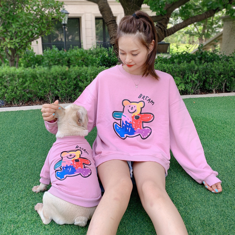 Fashion Spring Fall Cotton Sweatshirt Matching Owner and Dog Clothes Pet And Human Matching Hoodie  For French Bulldog