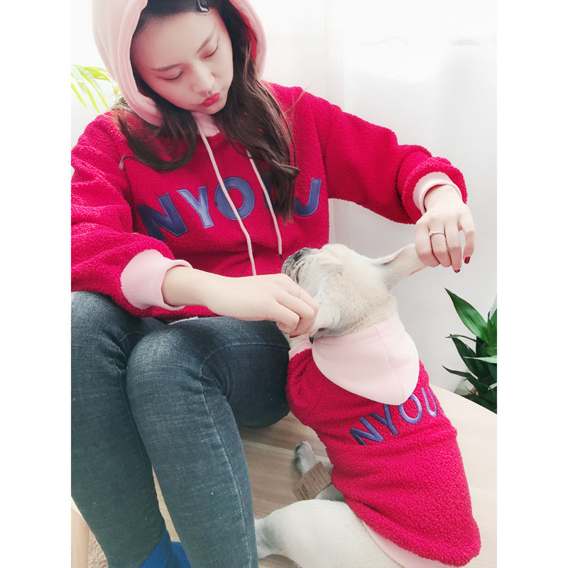 Fashion luxury Fall and Winter Fleece Hoodie Dog and Owner Matching Clothes pet accessory