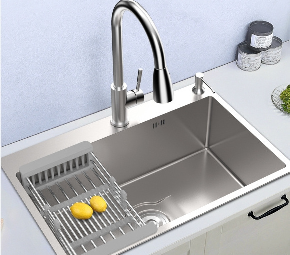 Wholesale hot selling 304 stainless steel intelligent waterfallmultifunction kitchen sink silver kitchen faucet sink metal